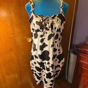 Cow Print Ruffle Dress